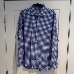 Peter Millar Blue and White Gingham Men's Shirt